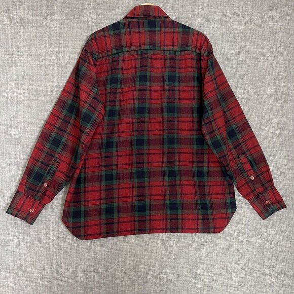 Vintage Arrow Shirt Mens Large Wool Tartan Plaid Red Long Sleeve Button - Picture 3 of 10